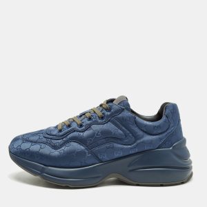 Gucci Rhyton Size 42 Blue GG Nylon Low Top Sneakers, Shoes - Luxury Closet