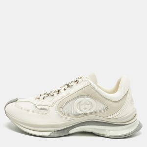 Gucci Run Size 41.5 Off White Nubuck Leather and Mesh Low Top Sneakers, Shoes - Luxury Closet