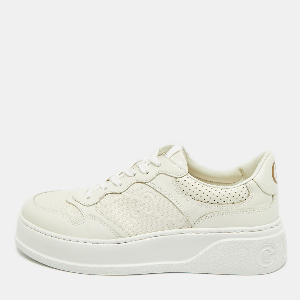 Gucci Chunky B Size 41.5 Off White Jumbo GG Leather Low Top Sneakers, Shoes - Luxury Closet