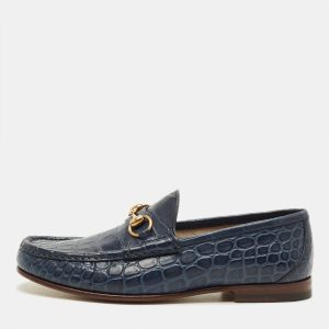 Gucci 1953 Horsebit Size 41.5 Blue Crocodile Loafers, Loafers & Slip-Ons - Luxury Closet