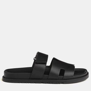 Hermes Chypre Sandal Size 44 Noir Calfskin, Sandals - Luxury Closet