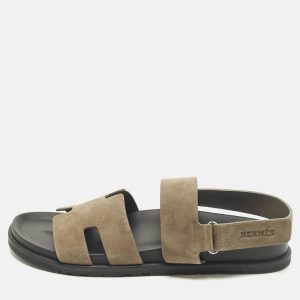 Hermes Genius Size 43 Brown Suede Flat Sandals, Sandals - Luxury Closet