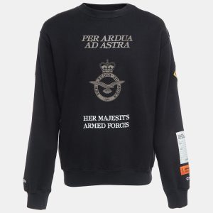 Heron Preston Black Graphic Print Cotton Sweatshirt S, Sweaters & Cardigans - Luxury Closet