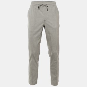 Isaia Napoli Grey Wool Drawstring Trousers L, Pants - Luxury Closet