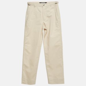 Jacquemus Beige Cotton Straight Leg Trousers XS, Pants - Luxury Closet