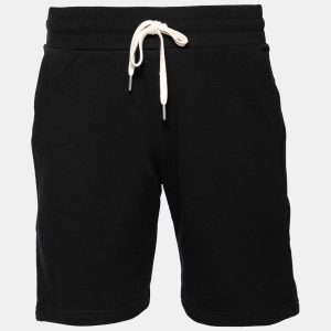 John Elliott Black Cotton Drawstring Waist Detail Shorts M, Clothing - Luxury Closet