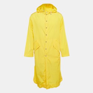 Kenzo Yellow Embroidered Nylon Hooded Rain Coat S, Coats & Jackets - Luxury Closet