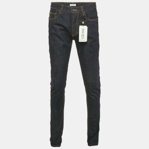 Kenzo Navy Blue Denim Roll-Up Slim Jeans S Waist 31", Pants - Luxury Closet