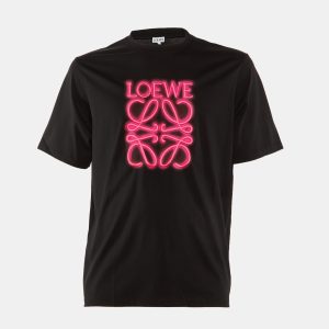 Loewe Black Neon Anagram Embroidered Cotton Crew Neck T-Shirt M, Shirts & Tops - Luxury Closet