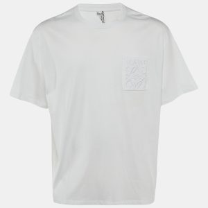 Loewe White Cotton Anagram Embroidered Relaxed Fit T-Shirt XL, Shirts & Tops - Luxury Closet
