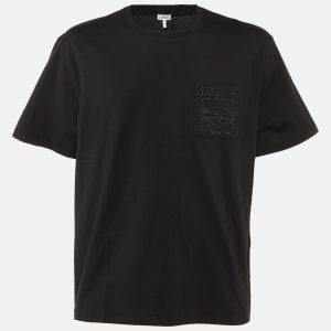 Loewe Black Cotton Anagram Embroidered Relaxed Fit T-Shirt L, Shirts & Tops - Luxury Closet