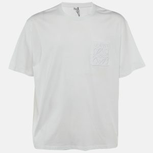 Loewe White Cotton Anagram Pocket Relaxed Fit T-Shirt M, Shirts & Tops - Luxury Closet