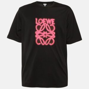 Loewe Black Cotton Neon Anagram Embroidered T-Shirt XL, Shirts & Tops - Luxury Closet