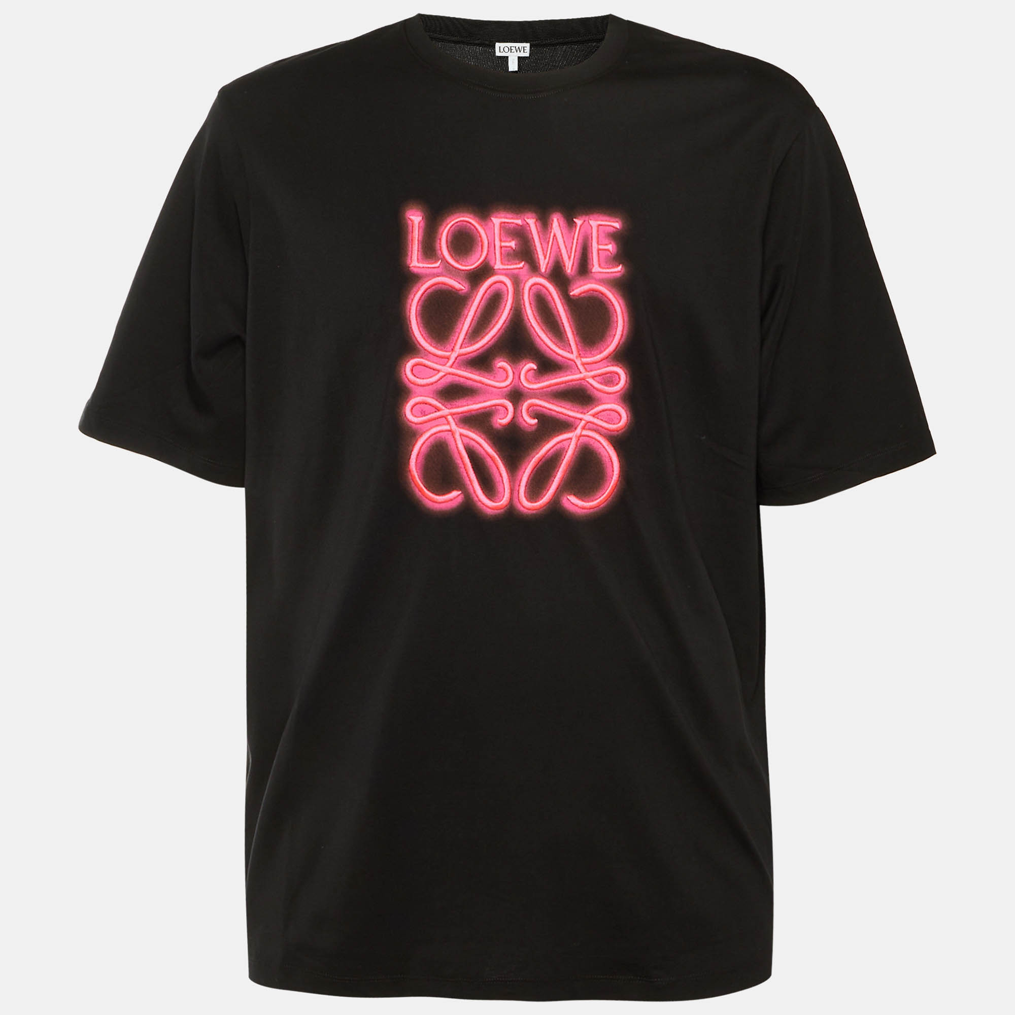 Loewe Black Cotton Neon Anagram Embroidered T-Shirt XL, Shirts & Tops - Luxury Closet