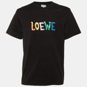 Loewe Black Cotton Anagram Embroidered Relaxed Fit T-Shirt M, Shirts & Tops - Luxury Closet