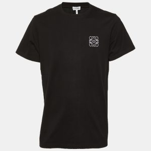 Loewe Black Cotton Anagram Embroidered Regular Fit T-Shirt L, Shirts & Tops - Luxury Closet