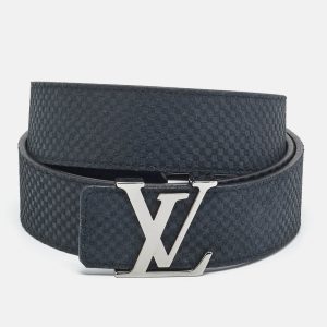 Louis Vuitton LV Initiales 110 CM Buckle Belt Carbon Petit Damier Suede, Belt Buckles - Luxury Closet