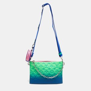 Louis Vuitton Bleu/Rose Monogram Taurillon Illusion Leather Trio Pouch Bag, Messenger Bags - Luxury Closet
