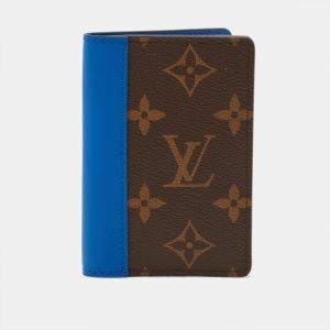 Louis Vuitton Blue Leather and Monogram Canvas Pocket Organizer, Wallets & Money Clips - Luxury Closet
