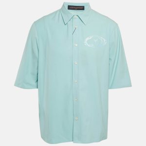 Louis Vuitton Blue LV Print Cotton Short Sleeve Shirt L, Shirts & Tops - Luxury Closet
