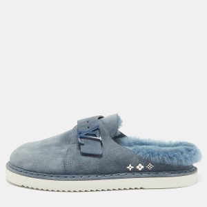 Louis Vuitton Blue Fur and Suede Easy Mules Size 41, Sandals - Luxury Closet