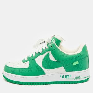 Louis Vuitton x Nike Green/White Monogram Canvas and Leather Air Force 1 Sneakers Size 42, Shoes - Luxury Closet