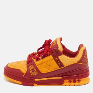 Louis Vuitton Yellow/Red Fabric and Monogram Leather LV Trainer Sneakers Size 39, Shoes - Luxury Closet