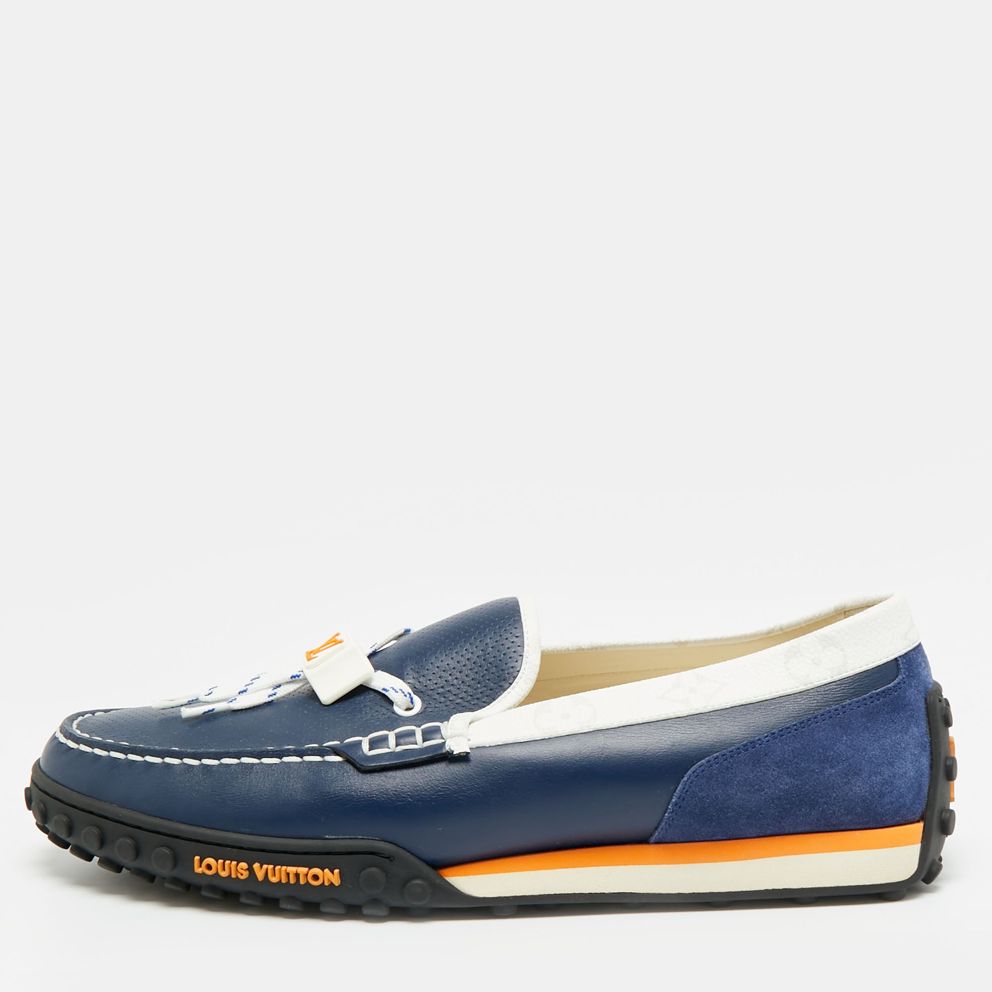 Louis Vuitton Racer Size 43 Blue/White Leather and Suede Loafers, Loafers & Slip-Ons - Luxury Closet