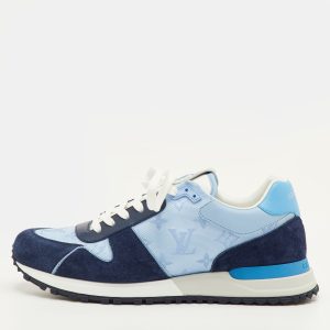 Louis Vuitton Run Away Size 41 Blue/Navy Monogram Fabric, Leather and Suede Sneakers, Shoes - Luxury Closet