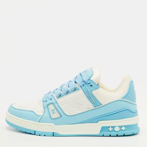 Louis Vuitton LV Trainer Size 41.5 Sky Blue/White Leather and Fabric Sneakers, Shoes - Luxury Closet