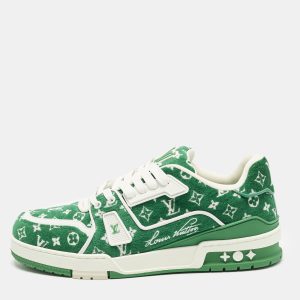 Louis Vuitton LV Trainer Size 41 Green Monogram Jacquard Velvet Low Top Sneakers, Shoes - Luxury Closet