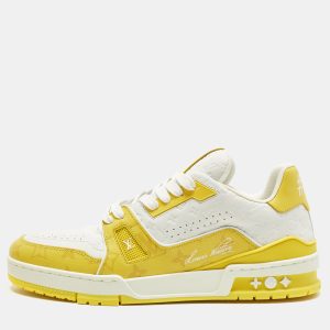 Louis Vuitton LV Trainer Size 41 White/Yellow Monogram Leather and Canvas Low Top Sneakers, Shoes - Luxury Closet