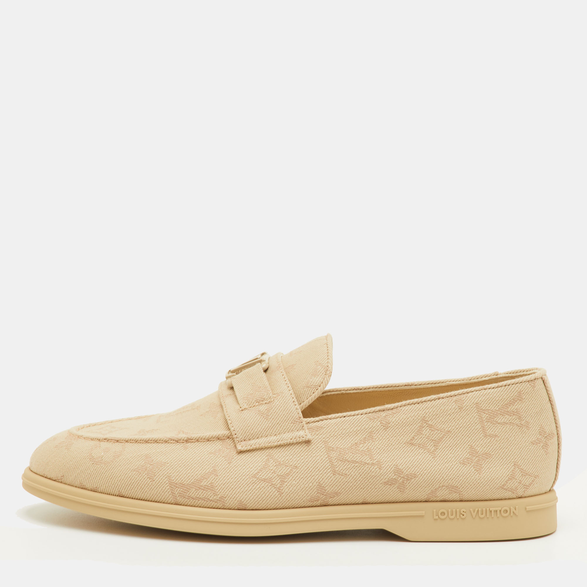 Louis Vuitton Estate Size 41 Beige Monogram Fabric Slip On Loafers, Loafers & Slip-Ons - Luxury Closet