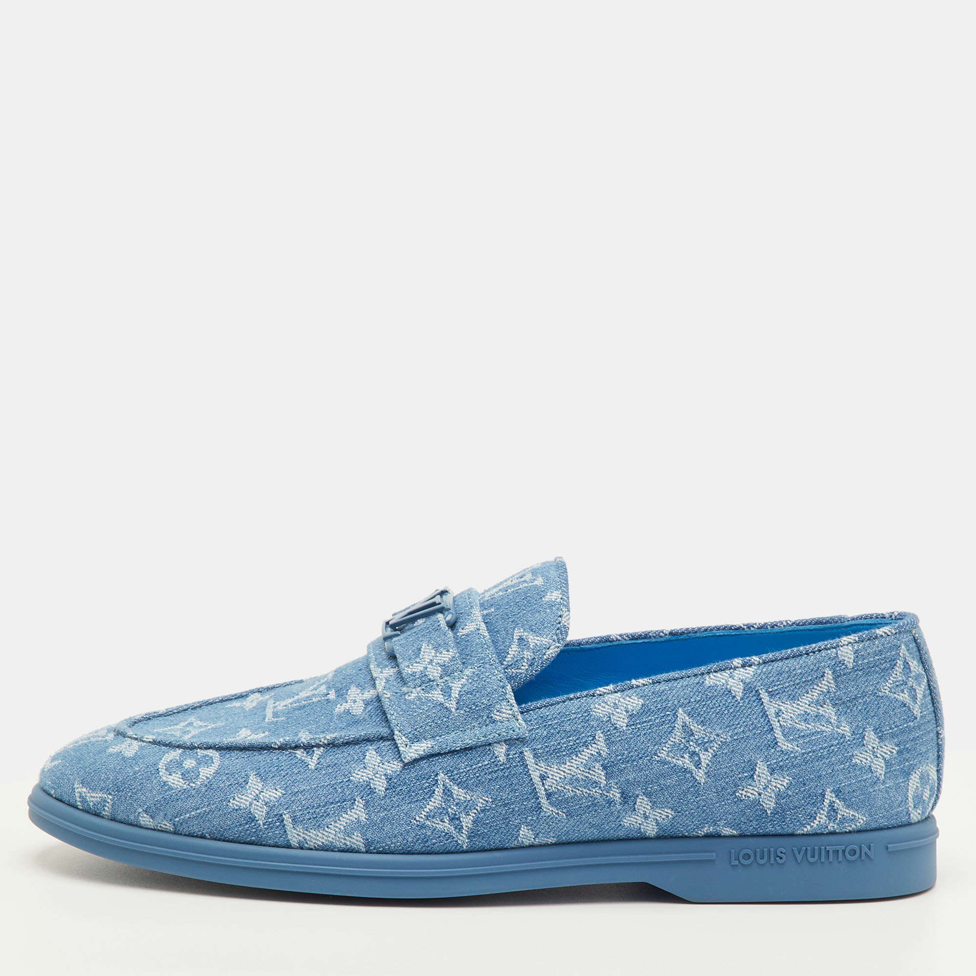 Louis Vuitton Estate Size 41 Blue Monogram Denim Slip On Loafers, Loafers & Slip-Ons - Luxury Closet