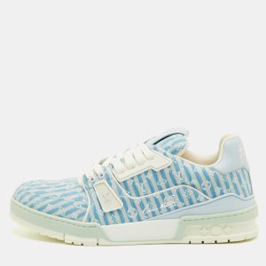 Louis Vuitton LV Trainer Size 41 Blue Stripe Monogram Canvas and Leather Sneakers, Shoes - Luxury Closet