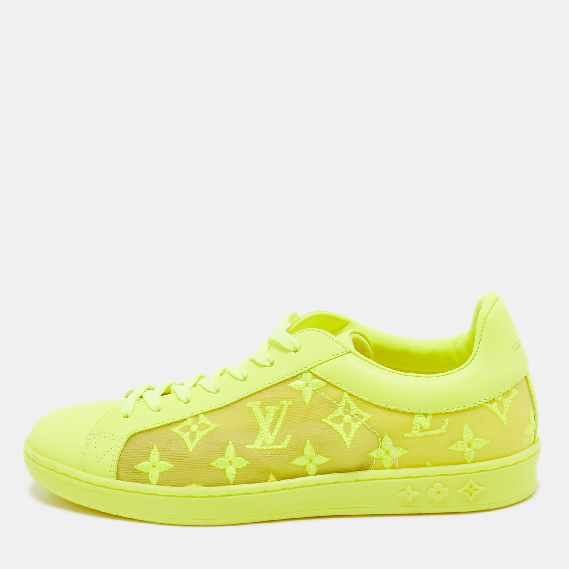 Louis Vuitton Neon Yellow Leather and Monogram Embroidered Mesh Luxembourg Sneakers Size 40, Shoes - Luxury Closet