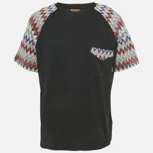 Missoni Black Zig Zag Knit Inserts Cotton Crewneck T-Shirt M, Shirts & Tops - Luxury Closet