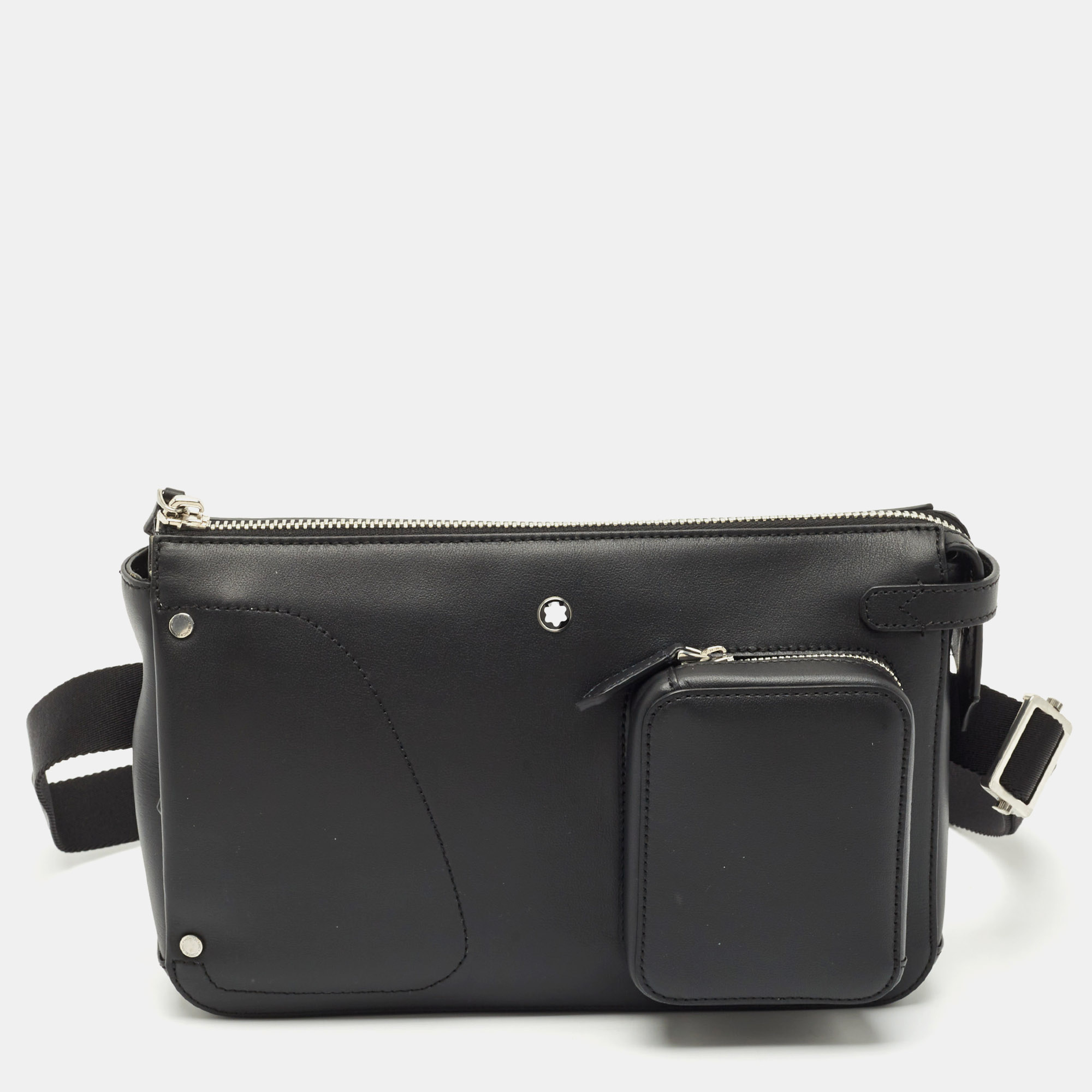 Montblanc Black Leather Meisterstuck Selection Soft Belt Bag, Handbags - Luxury Closet
