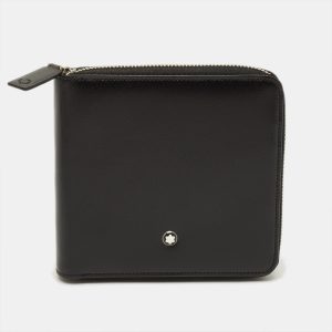Montblanc Meisterstuck Black Leather Horizontal Zip Around Wallet, Wallets & Money Clips - Luxury Closet