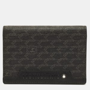 Montblanc Meisterstuck Black/Grey M Gram Coated Canvas Business Card Holder, Wallets & Money Clips - Luxury Closet