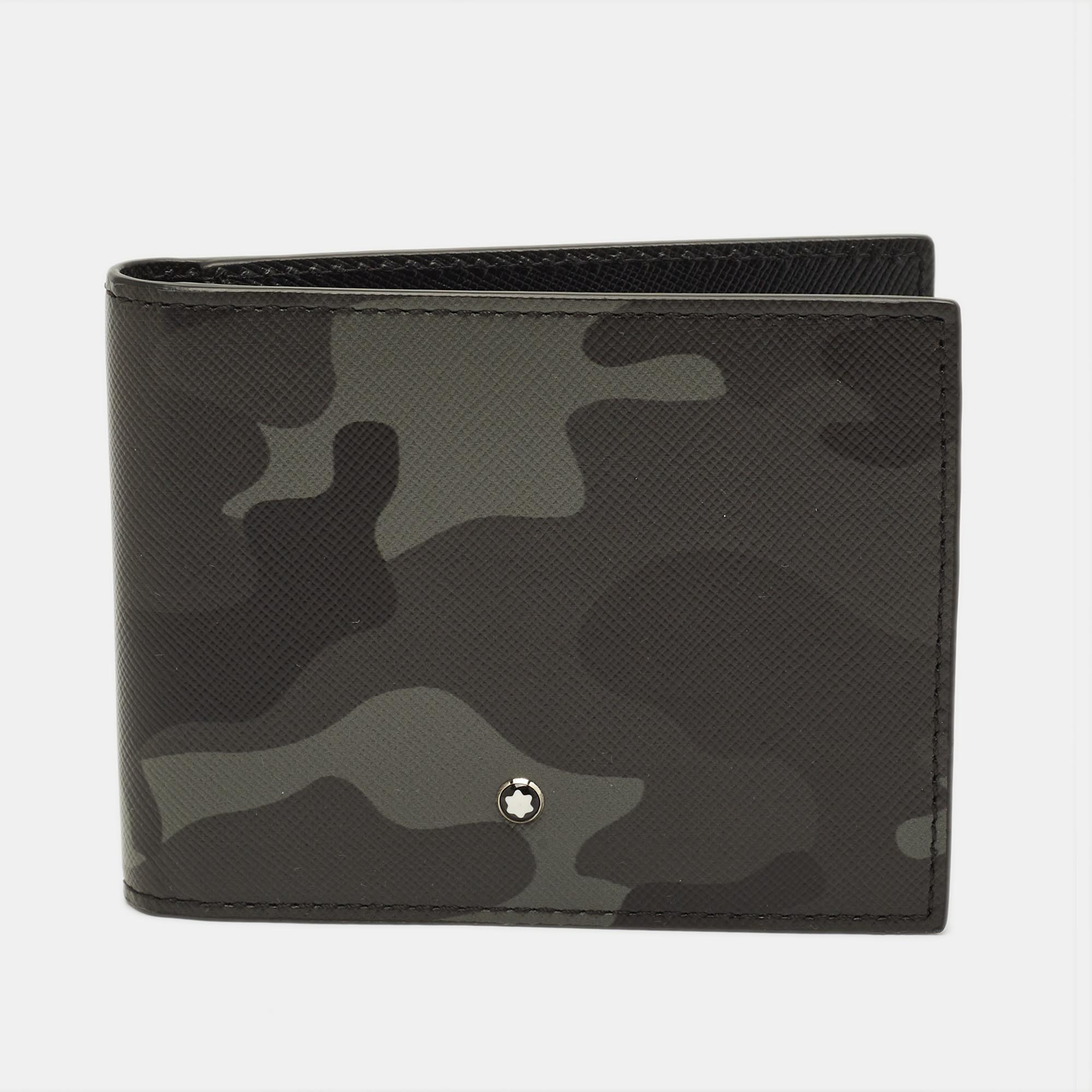 Montblanc Sartorial Grey Camouflage Leather 4CC Money Clip Wallet, Wallets & Money Clips - Luxury Closet