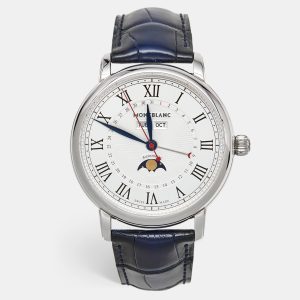 Montblanc Star Legacy Full Calendar M129178 Silver Dial Stainless Steel Alligator Leather Men's Wristwatch 42 mm, Watches - Luxury Closet