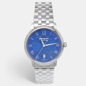 Montblanc Tradition MB131275 Blue Dial Stainless Steel Men's Wristwatch 40 mm, Watches - Luxury Closet