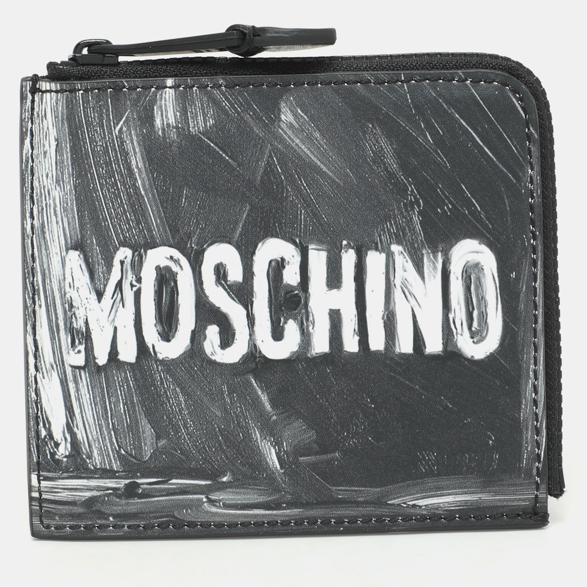 Moschino Grey Leather Coin Purse, Wallets & Money Clips - Luxury Closet