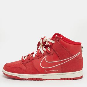 Nike Dunk High SE First Use Red Size 45 Red Leather and Suede High Top Sneakers, Shoes - Luxury Closet