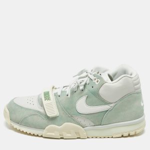 Nike Air Trainer 1 Enamel Green Size 45.5 Green/White Suede and Leather High Top Sneakers, Shoes - Luxury Closet