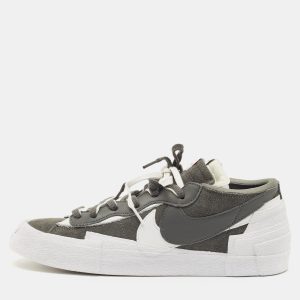 Nike x Sacai Blazer Iron Grey Size 45 Grey/White Suede and Leather Low Top Sneakers, Shoes - Luxury Closet