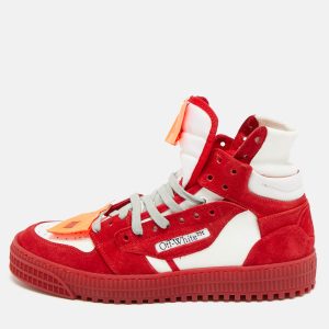 Off-White 3.0 Off Court Size 42 Red/White Suede and Leather High Top Sneakers, Shoes - Luxury Closet