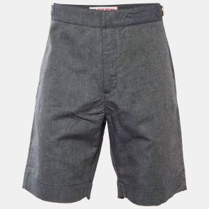 Orlebar Brown Navy Blue Cotton & Linen Shorts L, Clothing - Luxury Closet