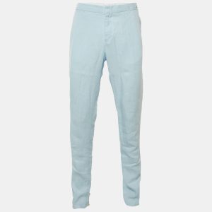 Orlebar Brown Ice Blue Linen Griffon Trousers L, Pants - Luxury Closet